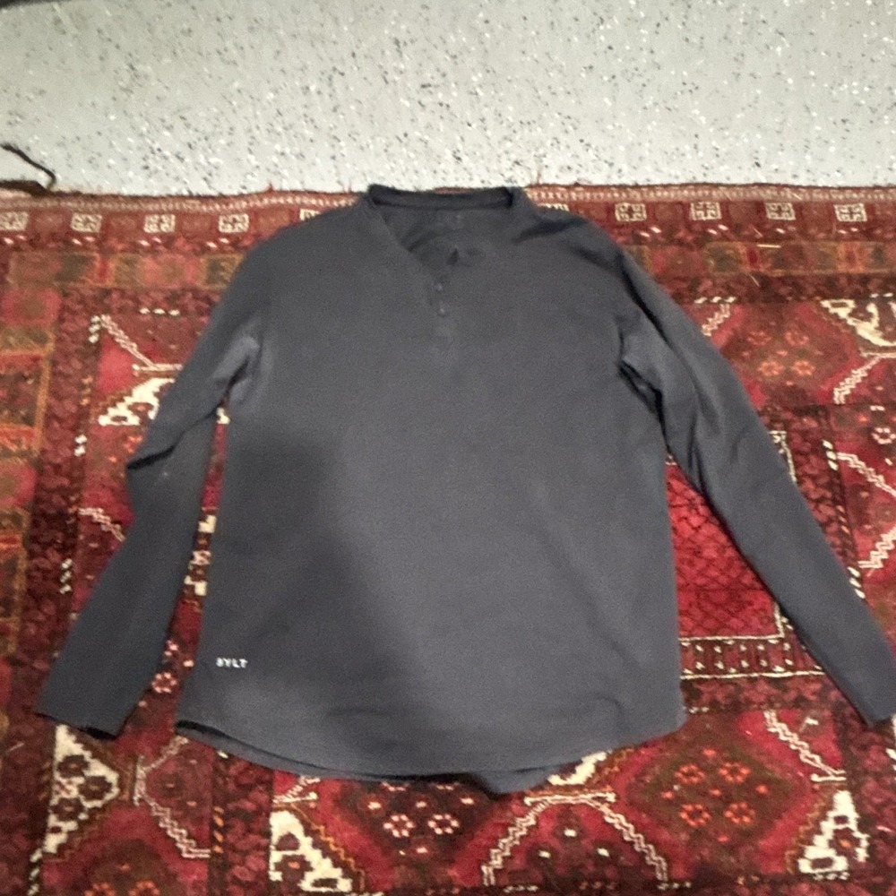 BYLT Men's Black Solid Henley Long Sleeve T-Shirt Regular Fit